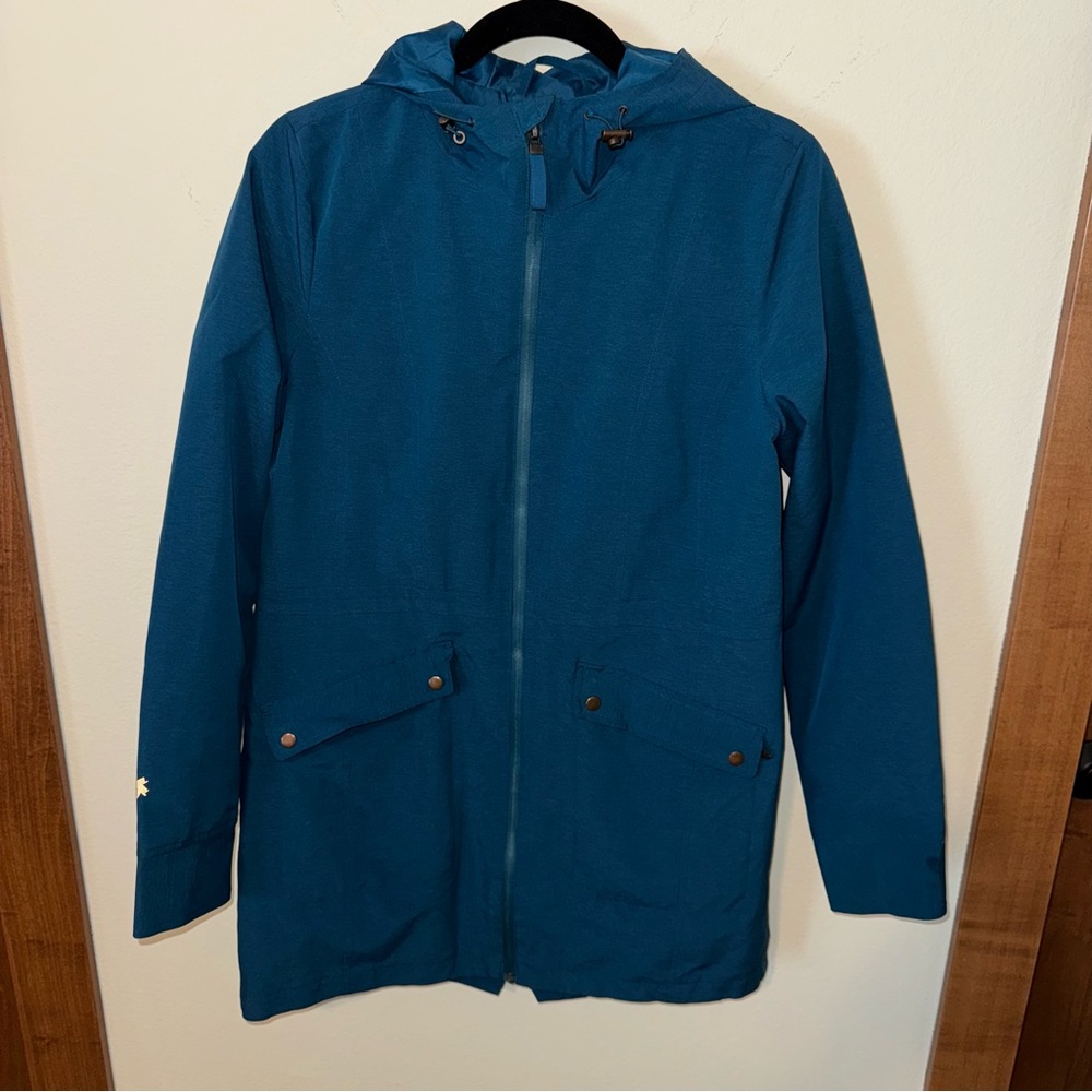 Tek Gear Blue/Teal Hooded Rain Jacket Size S Zip Closure Pockets